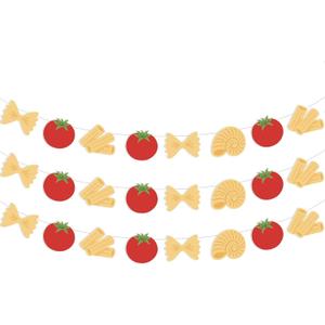 3Pcs Thats Amore Banner, Italian Noodle Tomato Banner Garland Pasta Theme Party Decorations for Kids Adults Birthday Baby Shower Bachelorette Party Supplies