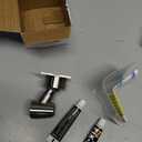 Shower Head Holder All Metal Handheld Shower Wand Bracket Adhesive Shower Wall Mount Holder Brass Shower Spray Holder Brushed Nickel, Drill Free Glue Installation