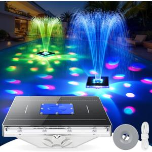 Solar Pool Fountain with Light Show,2026 Upgraded Large Solar Pool Water Fountain,Floating Pool Fountains for Above Ground Pool,Solar Floating Fountains Pump for Pool Pond-1PK(Dark Blue)