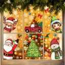 XZENTIRA 199PCS Christmas Window Clings Stickers, Double-Sided Oil Painting Winter Decorations Xmas Decals Indoor Outdoor Snowman Snowflakes Christmas Tree Window Stickers Holiday Party Decorations