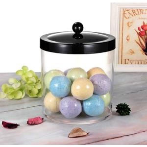 Premium Apothecary Jar - Large Clear Plastic Container with Rustproof Stainless Steel Lid for Laundry/Kitchen/Bathroom (Black), 3 Pack, Round Containers: 6.5" × 6.5"

Rectangular: 7" × 4.5" × 4"