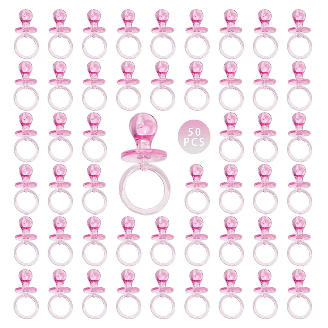 50 Pieces 2.75 Inch Baby Pacifier Baby Shower Plastic Pacifier for Baby Shower Pacifier, Baby Shower Gender Show Party Decoration DIY Baby Shower Birthday Party Gift (Pink)