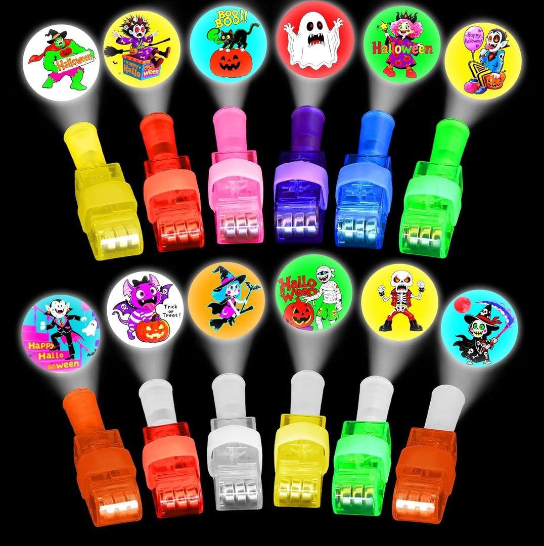 2 x Halloween Party Favors for Kids, 24 Pack Finger Lights Halloween Treats Toys Bulk, Goodie Bag Stuffers, Trick or Treat Toys, Classroom Favors Prizes Gifts, Party Supplies