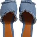 Verdusa Women's Pointed Toe Denim Sandals Open Toes Slip On Mules, Size 41