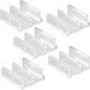 5 PCS Clear Plastic Sliding Shower Door Bottom Guide M6059,1/2" Channels,Snap-in Design,Double-Sided Adhesive Backing