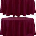 Fokitut 2 Pack Waterproof Round Tablecloth, 120 Inch, Stain Resistant and Wrinkle Polyester Table Cloth, Fabric Table Cover for Kitchen Dining, Wedding, Party, Holiday Dinner-Burgundy