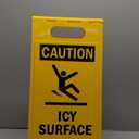SmartSign 25 x 12 inch “Caution - Icy Surface” Two-Sided Folding Floor Sign with Symbol Black and Yellow