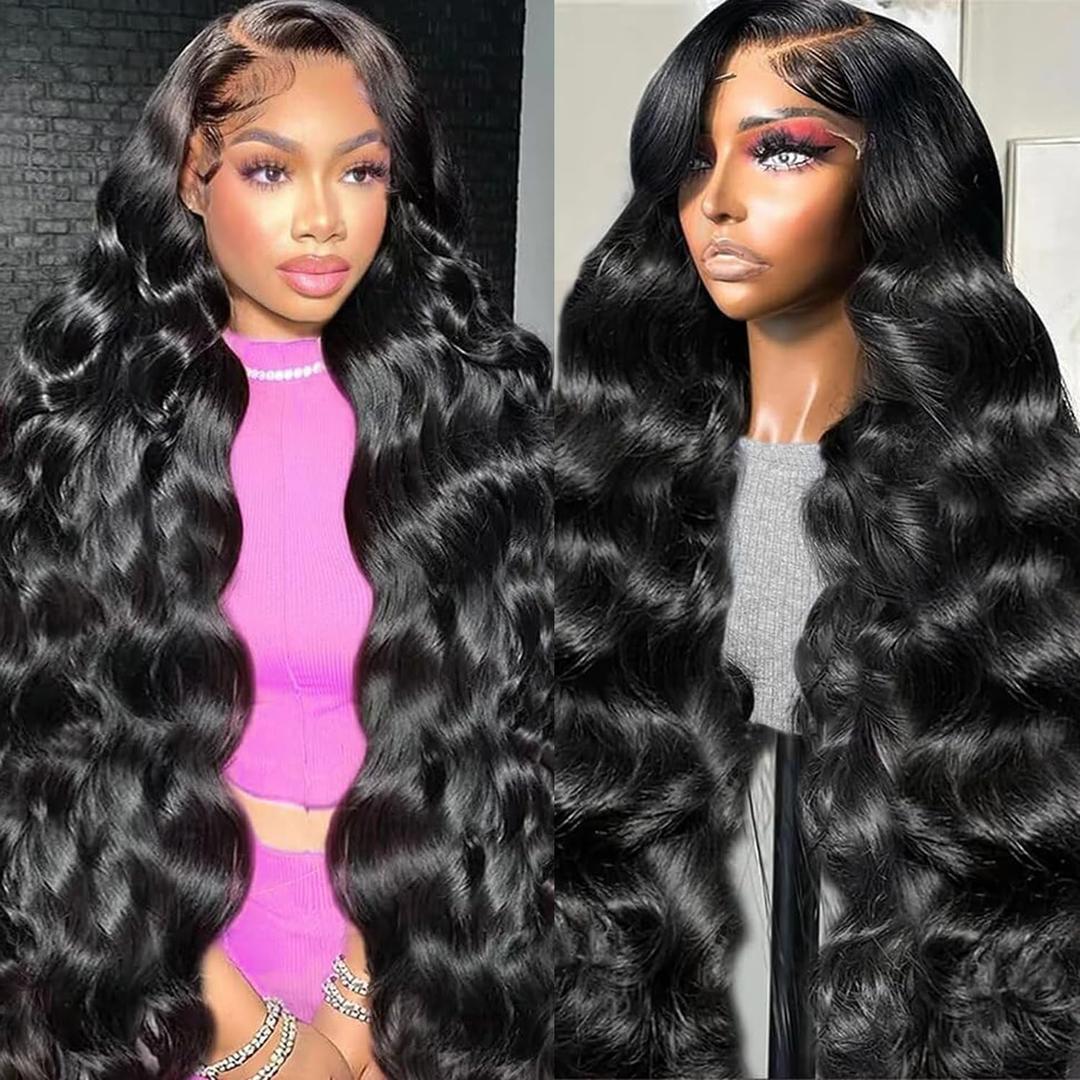 Body Wave Wig Human Hair 30 Inch 13x6 Lace Front Wigs Body Wave 180% Density Unprocessed Brazilian Virgin Hair Transparent Lace Frontal Wig Pre Plucked with Baby Hair Natural Color for Women