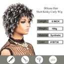 DOcute Short Afro Wigs For Black Women Salt And Pepper Curly Wig for Women Black and Grey Kinky Curly Wigs For Black Women Glueless Bob Short Curly Wig Pre Plucked Pre Cut No Knots And No Hair Loss