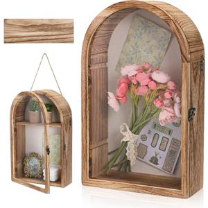 Hpmjz Shadow Box Frame 10x16 Large Display Cases Deep Wooden Memory Box Picture Frame with Removable Shelves and Linen Back Gift for Keepsakes Wedding Graduation Christmas Decoration