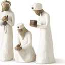 Willow Tree The Three Wisemen, Follow a Star to Find the Light of the World, Set of Walking, Bowing, Kneeling Figures Carrying Gifts for Holy Family, Sculpted Hand-Painted Figures for Classic Nativity