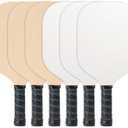 PYD Life 6 Pack Pickleball Paddles Plywood Sublimation Blanks 7.5" x 15.5",2/5 Inch Thickness 8 OZ Double Sided Printable One Side White One Side Wood