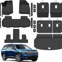 Floor Mats Full Set for 2024-2026 Chevy Traverse & GMC Acadia 7 Seats | TPE Rubber Mats Anti-Slip Automotive Mats wih Door Sill Guards Accessories