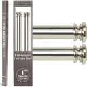 Deco Window 2 Pack 36" to 66" Extendable Silver Curtain Rod for Door & Windows Adjustable Length Heavy Duty Curtain Drapery Rod with End Cap Finials (1” Diameter)