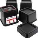 DEDU Oversized Bed Risers Heavy Duty 7 Inch 4 Pack, Furniture Risers for Sofas Stackable in 2, 5, or 7 Inch Supports Up to 11000 Lbs, Square Bed Raising Blocks Fits 5.5 Inch Wide Desk or Couch (Black)