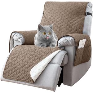 100% Waterproof Recliner Chair Covers That Stay in Place, Non-Slip Recliner Cover with 5 Pockets, Elastic Straps, Washable Reclining Chair Protector for Kids, Pets, Dogs (Khaki, 25inch)