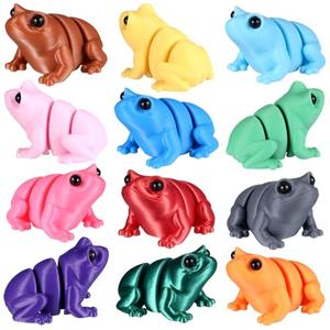 Honoson 12 Pcs 3D Printed Animal Fidget 3D Mini Animal Flexible Cute Articulated Small Stress Pet Relief Fidget for Adult Party Favors Home Display(5-7cm,Cute Frog)