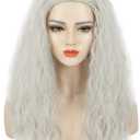 karlery Old Lady Grandma Wig Long Curly Fluffy Silver Grey Witch Cosplay Costume Halloween Party Wig