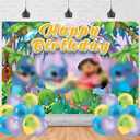 Summer Stittch Backdrop Large Fabric Luau Hawaiian Birthday Party Decorations Hawaiian Aloha Party Banner Decorations Stittch Baby Shower Background 5x3ft