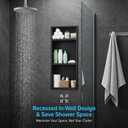 304 Stainless Steel Shower Niche 12" x 30" for Bathroom Storage | Matte Black Recessed Shower Niche with 3-Tier Shelves for Bathroom Space Saving