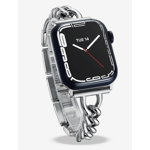 Thin & Feminine Bands for Apple Watch 10 Se 9 8 7 6 5 4 3 2 1, Dressy Metal Watch Bands for Women for Apple Watch 42mm 41mm 40mm 44mm 45mm 46mm, Apple Watch Band Chain-Link Polished  (Silver Gold)