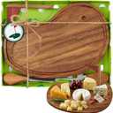 Golf Cheese Board Gift Set Party Favor Prizes Charcuterie Wood Board with Knives and Box Father Day Gift for Dad Grandpa Party Tournament Game(9.8" x 7.7", Acacia Color)