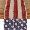 Artoid Mode American Flag Stars and Stripes 4th of July Table Runner,Memorial Day Kitchen Dining Table Decoration for Home Party Decor 13x72 Inch (Red/Blue)