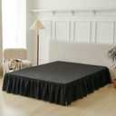 Bed Skirt Queen Size Ruffled Bed Skirt with Split Corners, Queen Bed Skirts 18 Inch Drop with Platform, Black, 18'' Queen