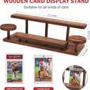 Wooden Trading Card Display Stand, 3-Tier Card Holder for Graded, Sports and TCG Cards, Tabletop Display Holder, Rustic Solid Wood Shelf Stand for Basketball Football Hockey (Brown)