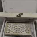 Deco 79 Mango Wood Floral Handmade Decorative Box Decorative Keepsake Boxes with Hinged Lid, Set of 3 Storage Boxes 8", 10", 12"W, White