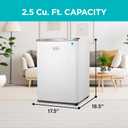 BLACK+DECKER 2.5 Cu. Ft. Compact Refrigerator, ENERGY STAR Certified, Single Door Mini Fridge with Chiller Compartment, Personal Fridge for Home or Dorm Room, R600a Refrigerant, BCRK25W, White