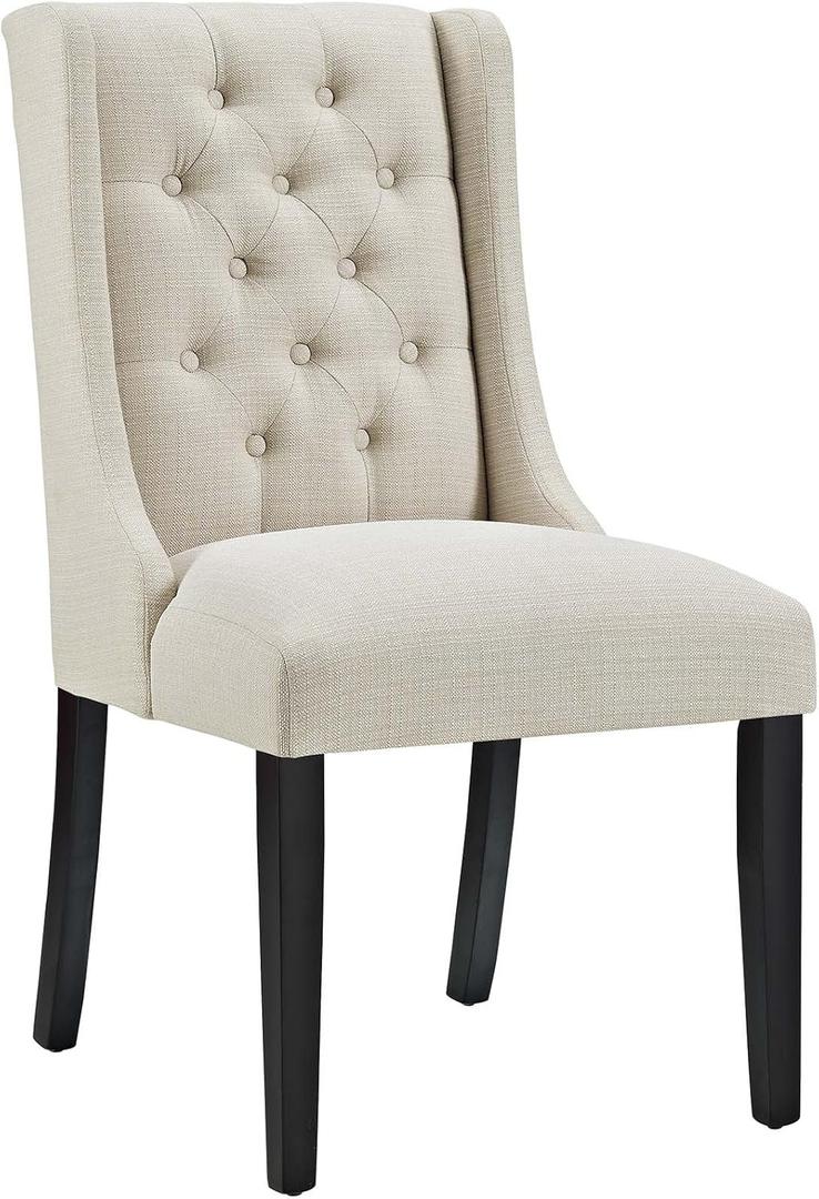 Modway Baronet Modern Tufted Upholstered Fabric Parsons Kitchen and Dining Room Chair in Beige, Set of 1