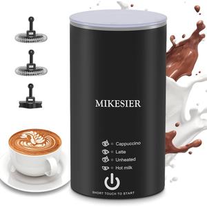 Milk Frother, 4 in 1 Electric Milk Frother and Steamer, Stainless Steel Automatic Hot and Cold Foam Maker with Temperature Control for Coffee, Latte, Hot Chocolate, Cappuccinos, Macchiato, Black