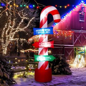 SOLLED 8 FT Outdoor Candy Cane Stacking Sign Inflatables with LED Lights Blow Up Yard, Garden, Outdoor Inflatable Christmas Candy Canes Xmas Blow Up Decor for Holiday,Outdoor Dec for Christmas Parties