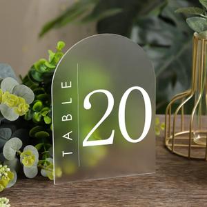 UNIQOOO 20 Pcs Acrylic 5x7 Frosted Arch Table Sign for Wedding, 1/8 In Thick, DIY Blank Arch Sign Sheet Perfect for Decoration, Party,Anniversary, Event, Base NOT Included