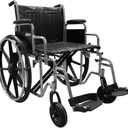 Drive Medical Sentra EC Heavy Duty Wheelchair with Various Arm Styles and Front Rigging Options, Black, Bariatric, 24 Inch