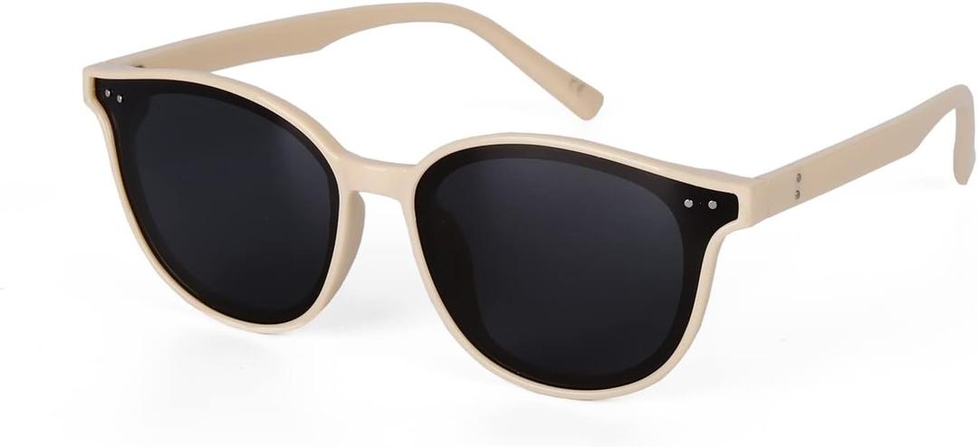 Sumato Sunglasses Womens, Cat Eye Pink Sunglasses for Women with Mirrored Trendy Lens UV400 Blocking (Beige)