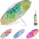 Inverted Sun Umbrella with UV Protection UPF 50+, Auto Open Close Compact Travel Umbrella, Silver Cooling Coating for Heat Insulation, Windproof Reverse Folding Umbrella for Rain & Sun (Aurora Green)