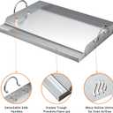 only fire Universal Stainless Steel Cooking Griddle, Flat Top Plate Insert with Grease Groove and Handles for Gas and Charcoal Grills, Tailgating, Camping and Parties, 23" x 16"