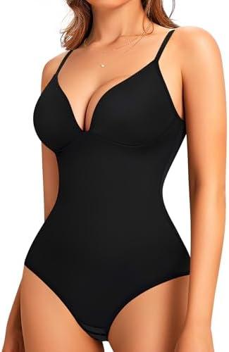 LODAY Shapewear Bodysuits for Women Deep V Neck Body Suit with Built in Bra Size XS