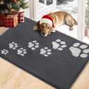 Timo Dog Door Mat for Muddy Paws, 32"x40" Super Absorbent Dog Mats for Indoor Outdoor, Low-Profile Washable Entryway Rug, Non-Slip Rubber Backing Front Door Mat, Grey