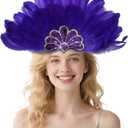 Wildarms Women's Feather Headpieces Sequin Headdress - Carnival Wedding Halloween Masquerade Party Cosplay Costume Accessory
