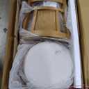 Armen living Isla 26 in. Amber Glow Counter Height Rubberwood Swivel Barstool with Ivory Fabric Seat (Counter Height Set of 1, Beige)