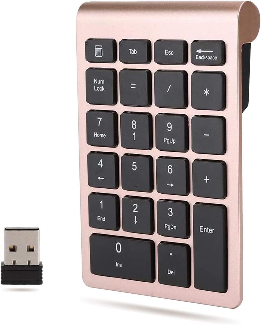 Yoidesu 22 Keys Number Pads, Numeric Keypad Portable 2.4 GHz Number Keyboard Financial Accounting Number Keyboard for Laptop, PC, Desktop, pro, Notebook, etc.(Rose Gold)