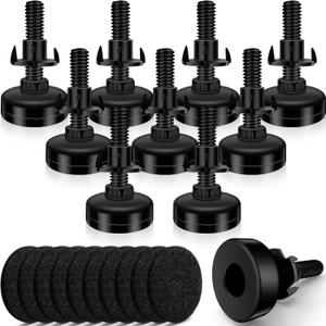 Holimax 10 Set Adjustable Furniture Leveling Feet, Adjustable Leg Levelers for Cabinets Sofa Tables Chairs, Heavy Duty Height Adjuster Furniture Levelers Foot with T- Nut Kit 3/8"-16 Thread, Black