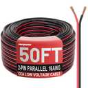 16 Gauge Wire, 16AWG Automotive Electrical Wire 50FT 2 Conductor Red Black 12V/24V DC Cable LED Strips Extension Cord for Light RC Car Speaker Wire