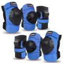 Haomaomao Adult & Kids Knee Pads Elbow Pads Wrist Guards Protective Gear Set for Roller Skates Scooter Inline Skating Cycling BMX Bike Skateboard Riding and Outdoor Extreme Multi-Sports (Blue black)