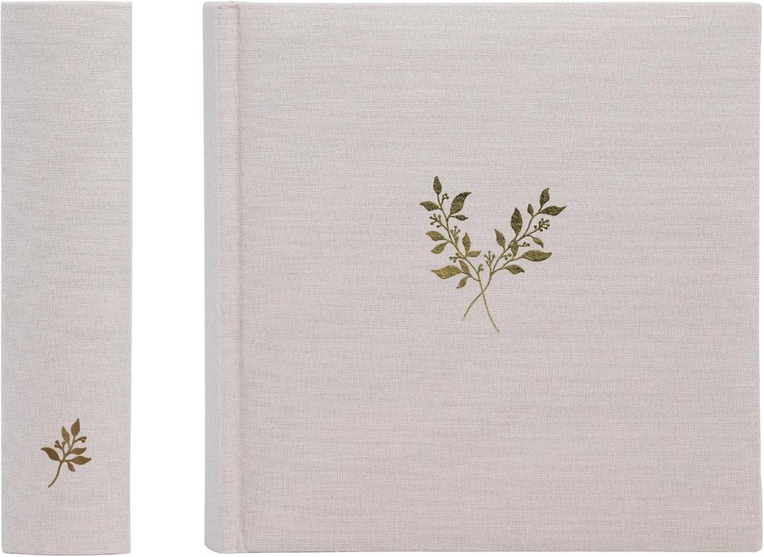 Elegant Linen Photo Album - 200 Acid-Free Pockets for 4x6 Pics - Perfect for Weddings & Gifts (Taupe/Grey No Window)