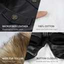 LESYPET Dog Leather Jacket for Small Dogs, Waterproof Dog Winter Jacket Puppy Coat with Fleece Lined, Ultra Warm Fur Collar Doggie Coat, Black XX-Large