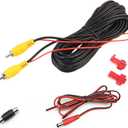 RCA Video Cable, Backup Camera Extension Cable, 100% Shielded, RCA Video Female to Female Coupler, Power Cable, Compatible with Rearview Cameras, DVD Players, TV Boxes, Black (32ft)